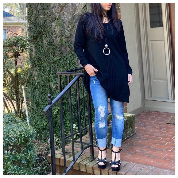 ✨PARIS✨Cashmere blend black soft tunic sweater - Picture 3 of 7